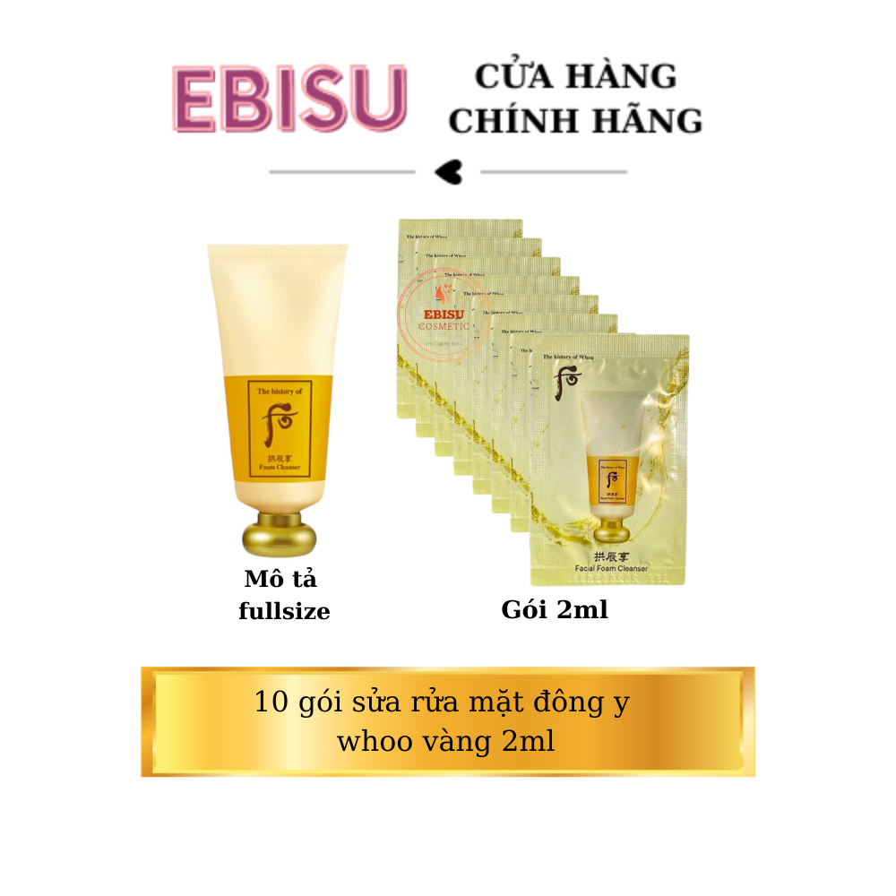 10 gói sửa rửa mặt đông y whoo vàng 2ml