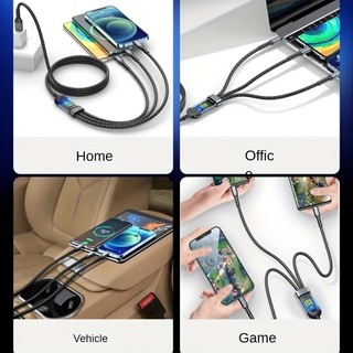 Cáp Sạc Nhanh Ba Trong Một 100w Bền, Chống Cuộn Dây Hỗ Trợ Sạc Nhanh