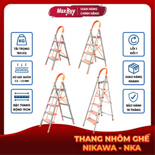 Thang nhôm ghế chữ A tay vịn có bậc xếp gọn NIKAWA thương hiệu Nhật HN