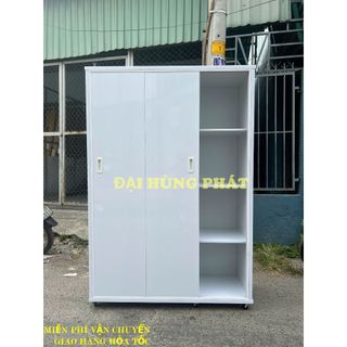 Tủ nhựa cửa lùa 3 cánh trắng nhựa đài loan cao cấp bánh xe lót lõi gỗ cực chắc chắn
