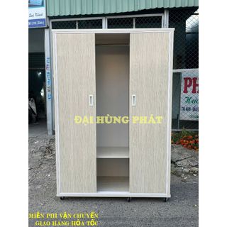Tủ nhựa cửa lùa 3 cánh trắng nhựa đài loan cao cấp bánh xe lót lõi gỗ cực chắc chắn