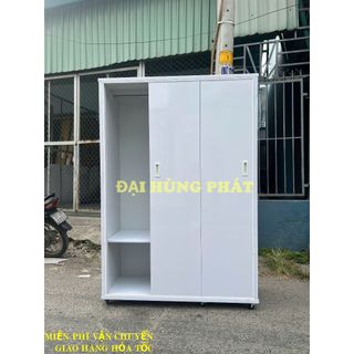 Tủ nhựa cửa lùa 3 cánh trắng nhựa đài loan cao cấp bánh xe lót lõi gỗ cực chắc chắn