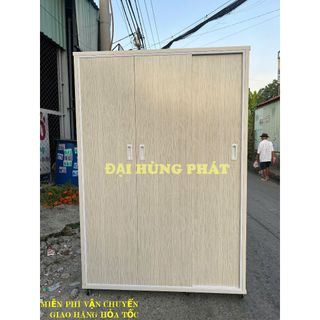 Tủ nhựa cửa lùa 3 cánh trắng nhựa đài loan cao cấp bánh xe lót lõi gỗ cực chắc chắn