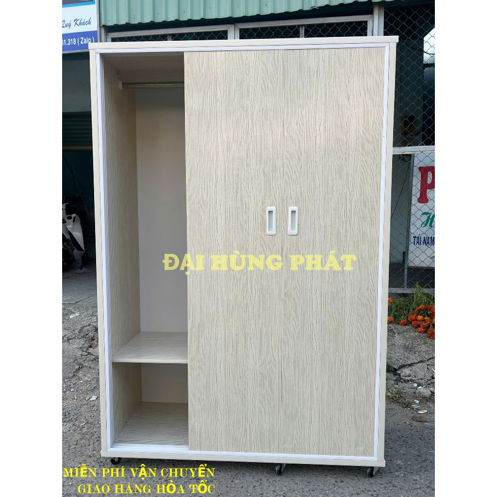 Tủ nhựa cửa lùa 3 cánh trắng nhựa đài loan cao cấp bánh xe lót lõi gỗ cực chắc chắn