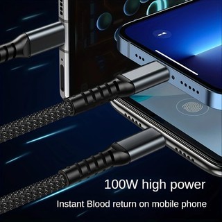 [FULL SET 3 ĐẦU SẠC] Cáp Sạc Tự Ngắt Bọc Dù 100W 3 Đầu Phù Hợp Cho Mọi Thiết Bị Di Động