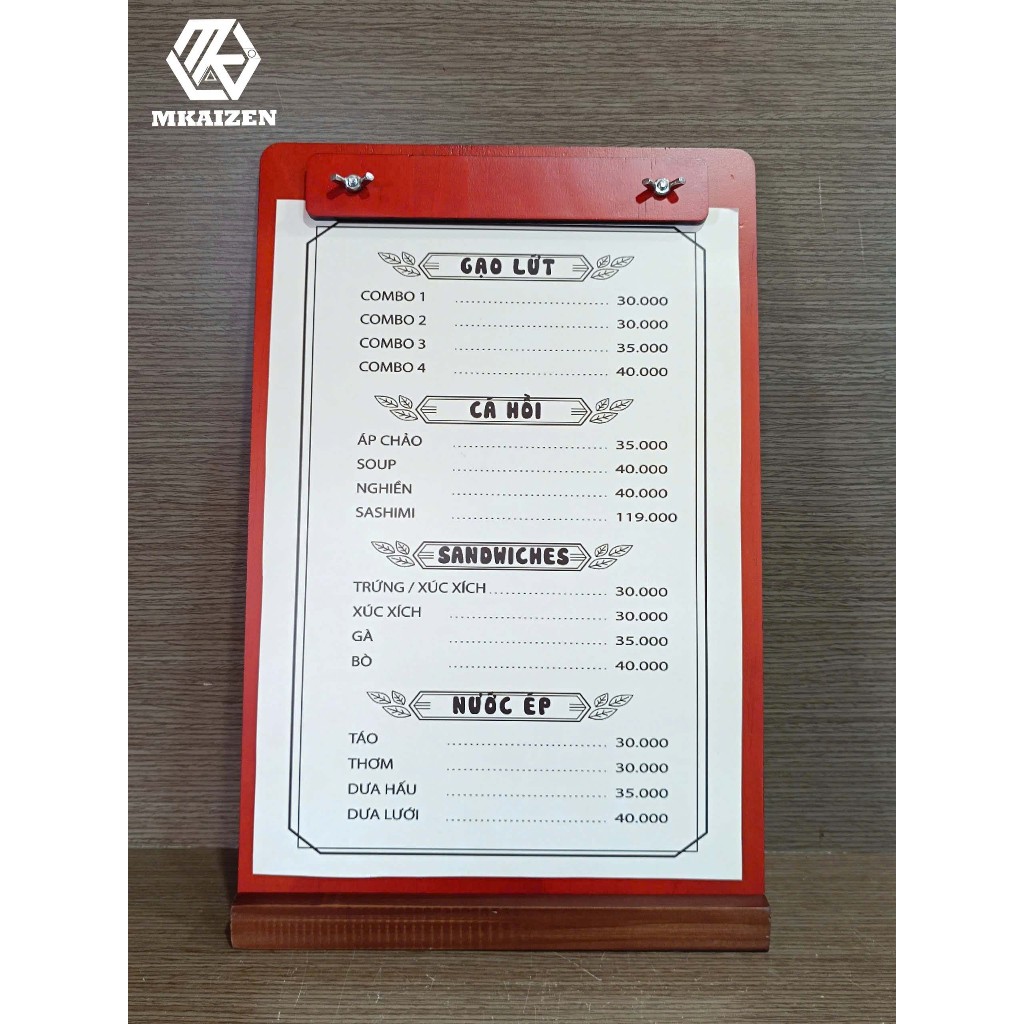 Menu gỗ để bàn