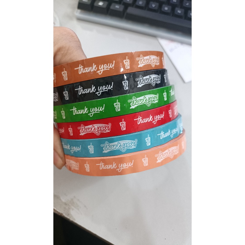  10 cuôn băng keo in ly TRÀ SỮA  in chữ Thank you 12mm dán ly 