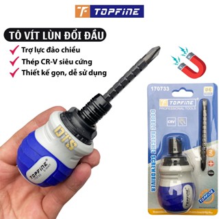 Tô vít lùn 85mm đổi đầu trợ lực tự động TOP FINE, tua vít đa năng đảo chiều có nam châm thép CR-V siêu cứng sửa chữa nhà