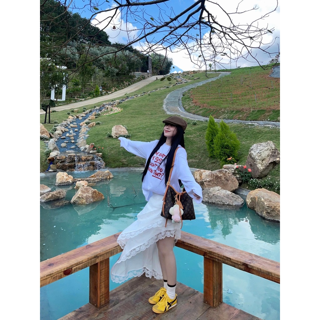 Chân váy dài phối viền ren ba tầng lệch tà cách điệu cho nữ,Chân váy đi biển, đi chơi đủ size từ 40-70kg - Mã CV02 | BigBuy360 - bigbuy360.vn