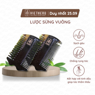 Lược sừng vuông VIETHERB 30gr, chăm sóc tốt hơn, không gây hư tổn tóc khi chải đầu