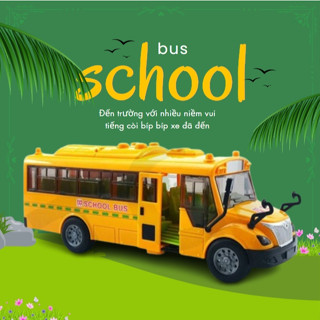  Đồ chơi xe bus trường học NDP   xe buýt   chạy đà - Mô Hình Xe Buýt Trường Học Cho Bé 