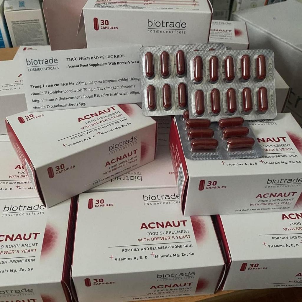 Viên Uống Giảm Mụn Biotrade Acnaut Food Supplement Kiềm Giảm Dầu Hộp 30V