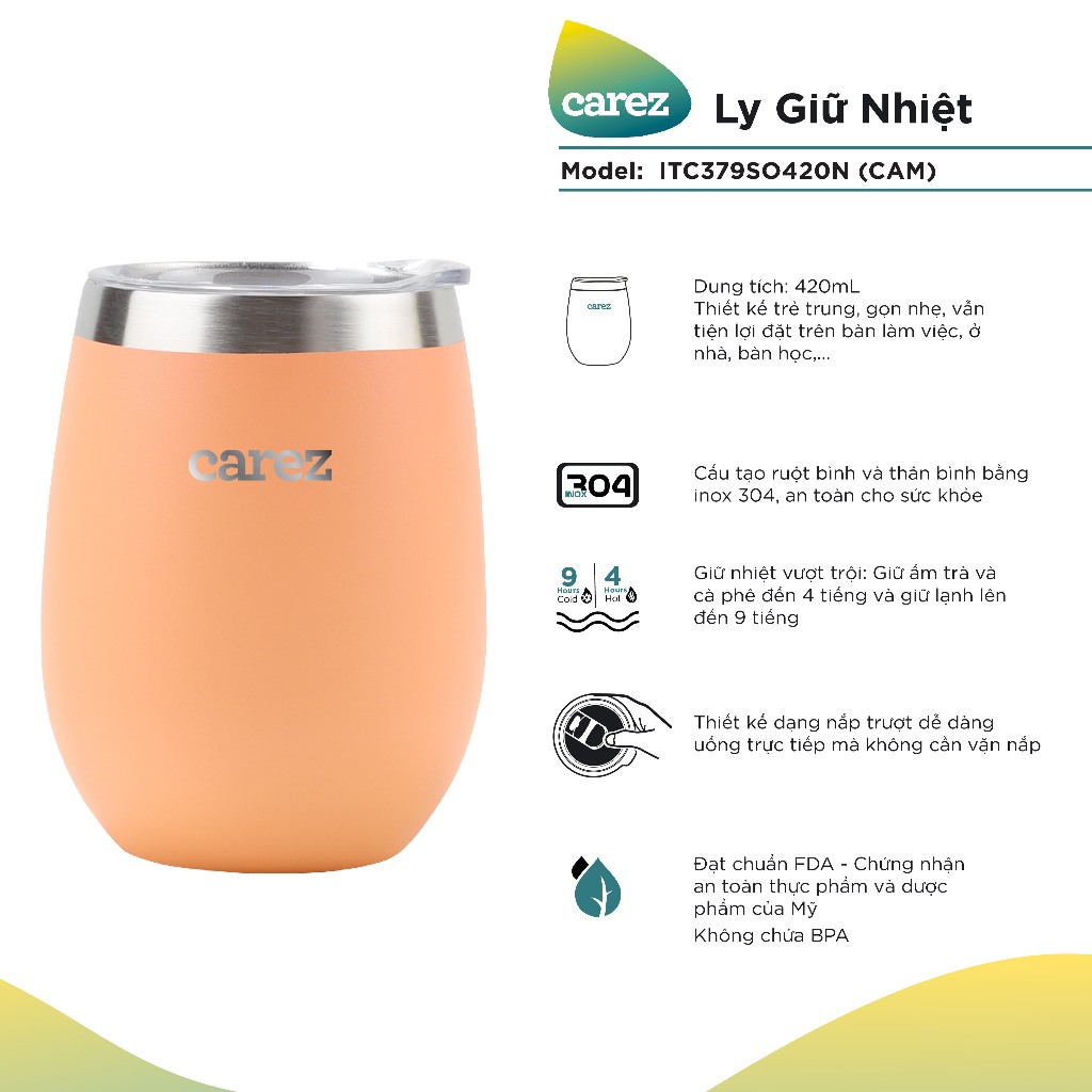 Ly Giữ Nhiệt Carez 420ml  ITC379SO420N