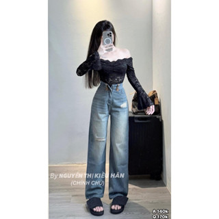 Baggy Jeans Ống Suông Rách Nhẹ 2024
