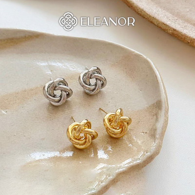 Bông tai nữ chuôi bạc 925 Eleanor Accessories khuyên tai viền xoắn basic phụ kiện trang sức 8275