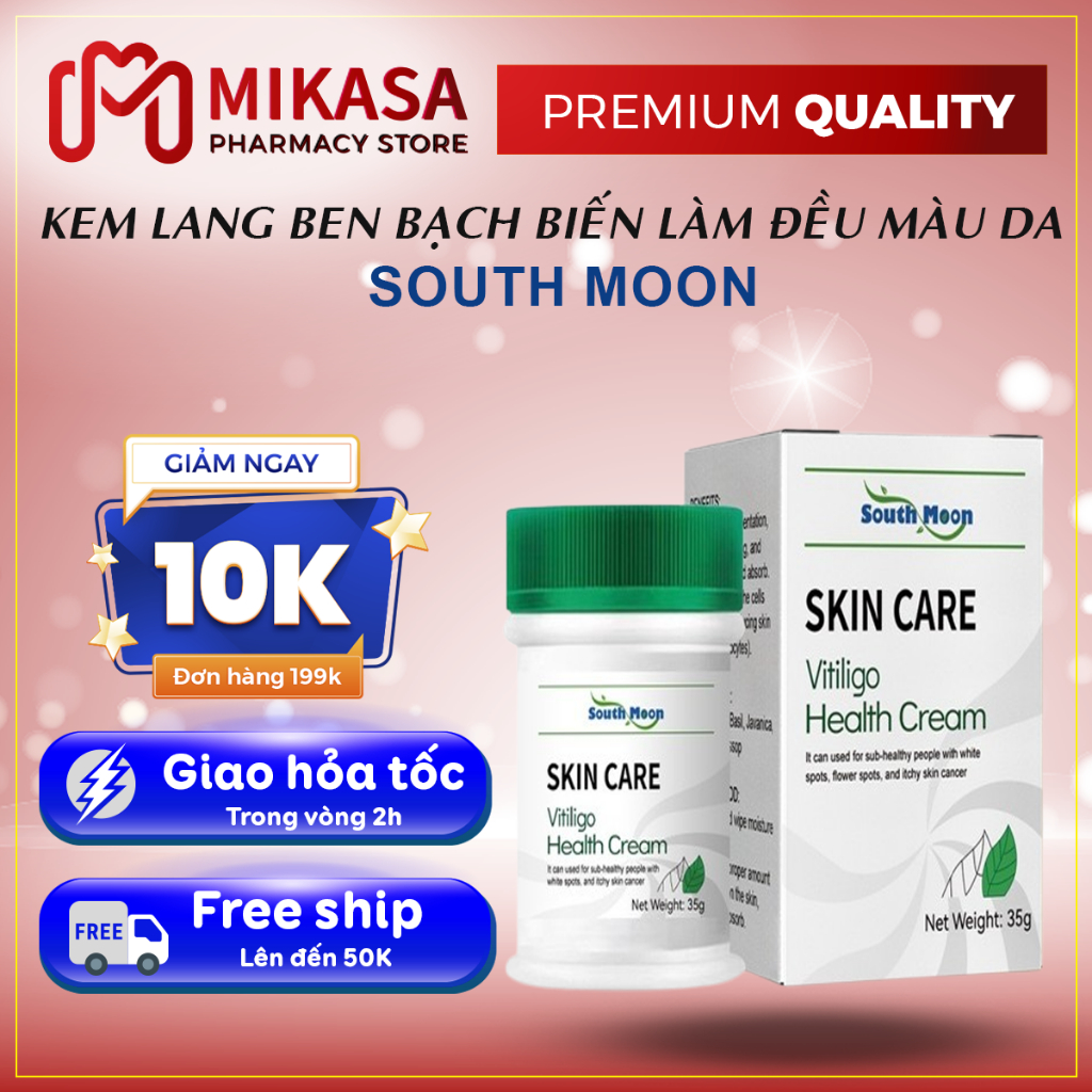 Kem Lang Ben Bạch Biến SOUTH MOON, Kem SOUTH MOON Làm Đều Màu Da, Đốm Trắng Da, Lang Ben, Nấm Ngứa