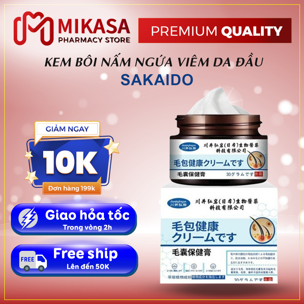 Kem Bôi Viêm Nang Tóc, Gàu Ngứa SAKAIDO, Kem Thảo Dược SAKAIDO Loại Bỏ Vảy Sừng. Nấm Da Đầu