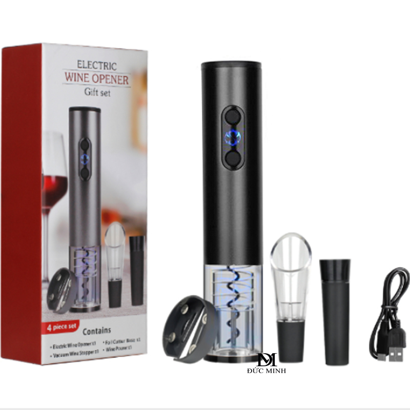 Bộ mở chai vang tự động 4 món (Sạc tích điện USB)