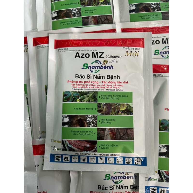 AZO MZ 90/600WP 100g/Gói - Thuoc Trừ Nấm Bệnh Sương Mai, Chảy Mũ, Vàng Lá, Thối Rễ