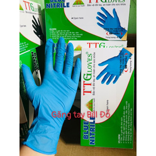 Hộp 100 Cái Găng Tay Y Tế TTGLOVES Không Bột Nitrile Màu Xanh Đậm 4.5gr size XS-S-M-L dùng thủy sản