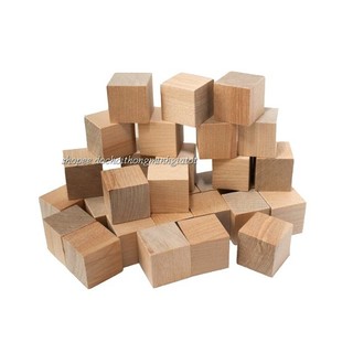 bộ 100 khối gỗ mộc 2.5cm
