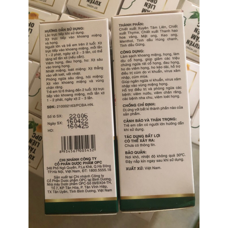 LỌ THUỶ TINH 30ML XỊT HỌNG XUYÊN TÂM LIÊN OPC