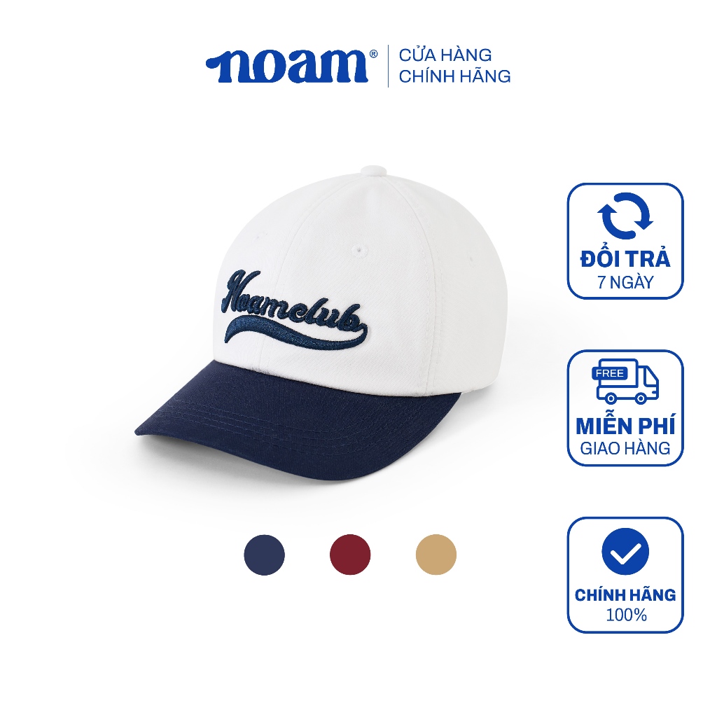 Mũ/Nón lưỡi trai Unisex NOAM Club đứng form, chất liệu kaki cao cấp - Màu Xanh navy/ Be/ Đỏ đô