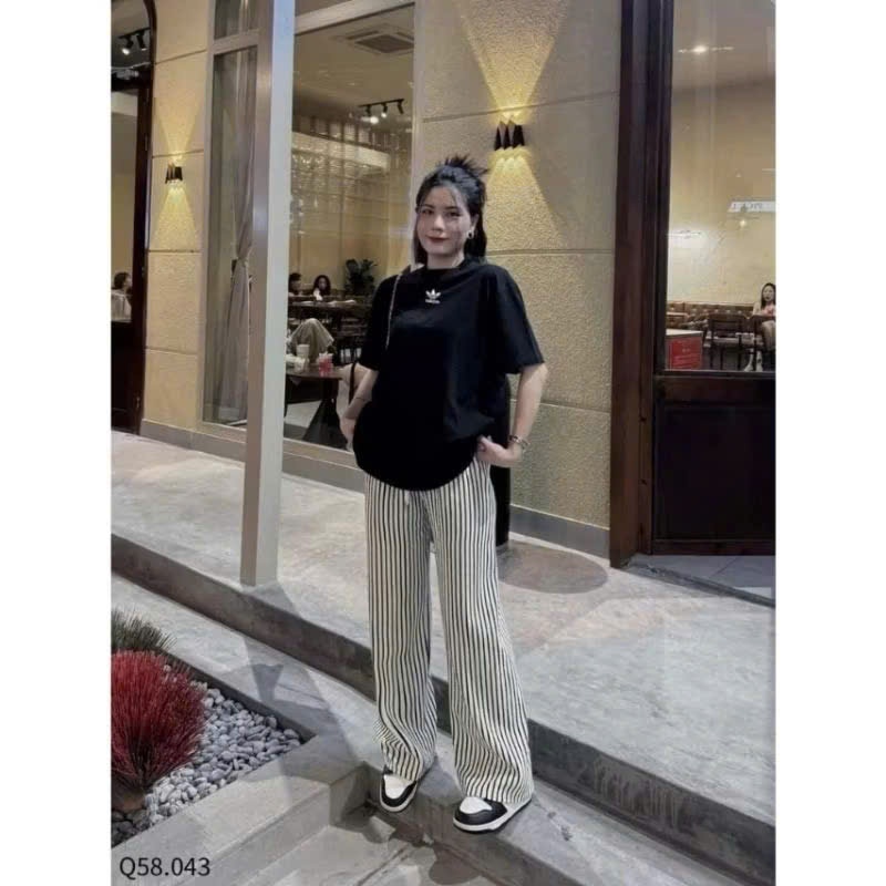 Quần Ống Rộng Nữ Kẻ Sọc Form Xinh Nhiều Màu Chất Liệu Đũi Xốp Dầy Dặn Mềm Mát MA377 | BigBuy360 - bigbuy360.vn