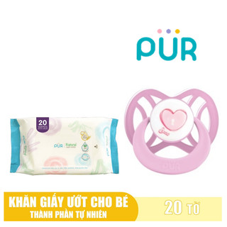 Khăn ướt Pur + Ti giả chỉnh nha Pur gồm 2 size