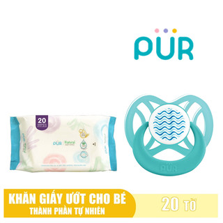 Khăn ướt Pur + Ti giả chỉnh nha Pur gồm 2 size