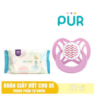 Khăn ướt Pur + Ti giả chỉnh nha Pur gồm 2 size