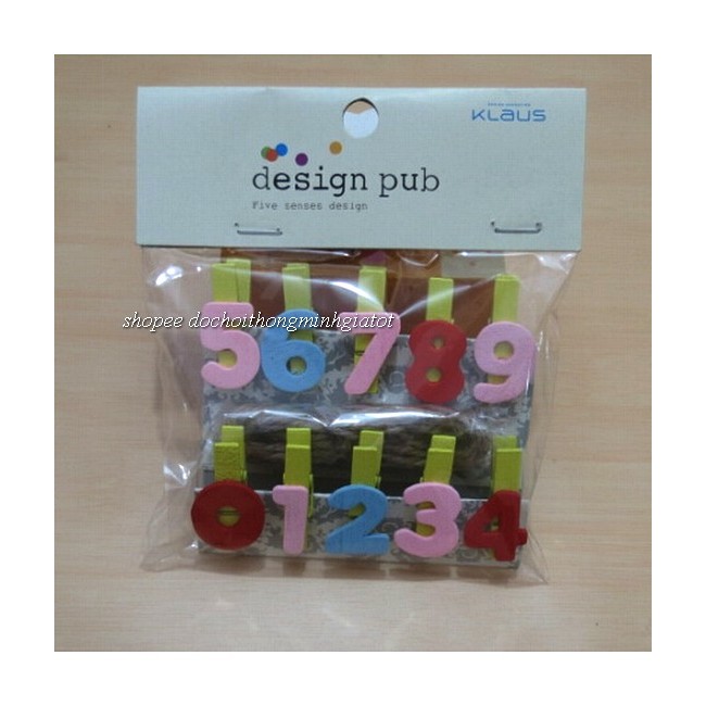 Bộ kẹp gỗ chữ số từ 0 - 9