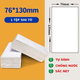Giấy in nhiệt  A7 76x130x500 in đơn TMDT loại dày, giấy in nhiệt A7 dạng tệp 500 tem tự dính, in không cần mực,