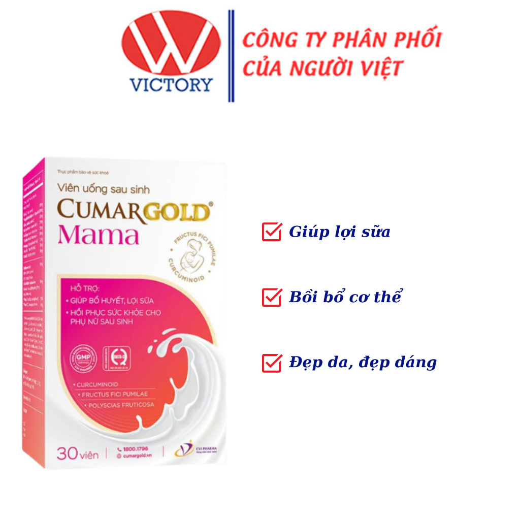 Cumargold Mama - Giúp lợi sữa, bồi bổ cơ thể, đẹp da đẹp da cho phụ nữ sau sinh - 30 viên - VIC Phar