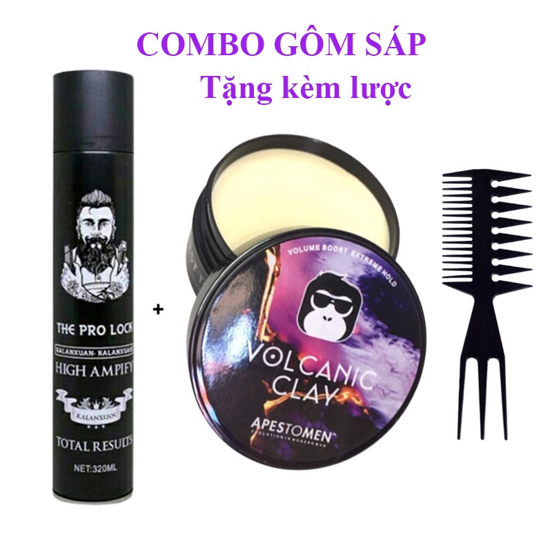 Combo Sáp vuốt tóc VCN, Gôm xịt tóc Luxurious lukavo