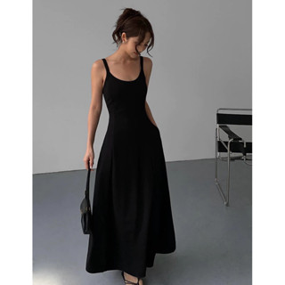 Váy Body Hai Dây Nữ LOKOSA Đầm 2s Nữ Dáng Dài Xòe chất len gân Sang Trọng VD014