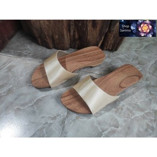 Guốc Gỗ Guốc Mộc Quai Lụa Bảng Lớn Cao 3 -  4 Phân ( đế cao su 2 lớp )