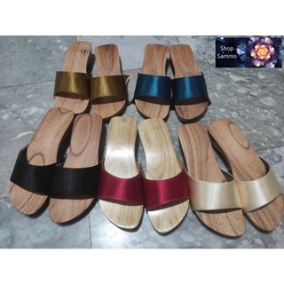 Guốc Gỗ Guốc Mộc Quai Lụa Bảng Lớn Cao 3 -  4 Phân ( đế cao su 2 lớp )