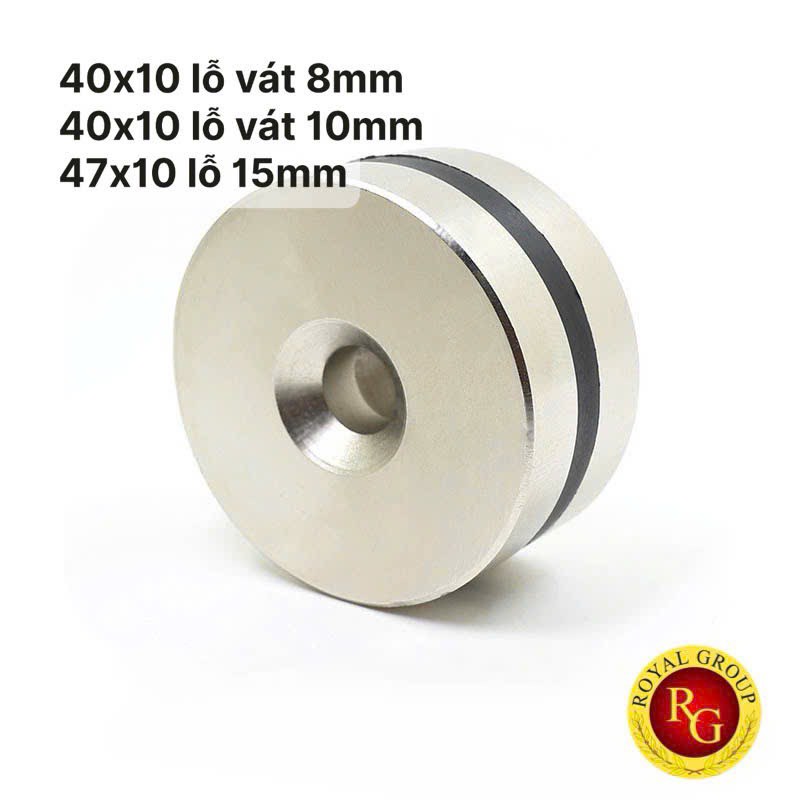 Nam châm viên 40x10 lỗ 8mm, 40x10 lỗ 10mm, 47x10 lỗ 45mm