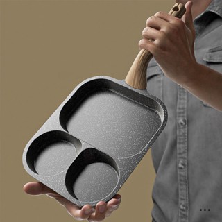  Chảo chiên rán trứng lớn làm bánh 3 ngăn lớn chống dính khuôn chảo hình tròn dùng được bếp từ 