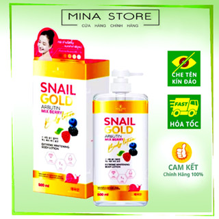 Sữa dưỡng thể Snail Gold Arbutin lotion cấp ẩm, dưỡng trắng sáng da Mix Berry Precious Skin 500ml - Mina Store
