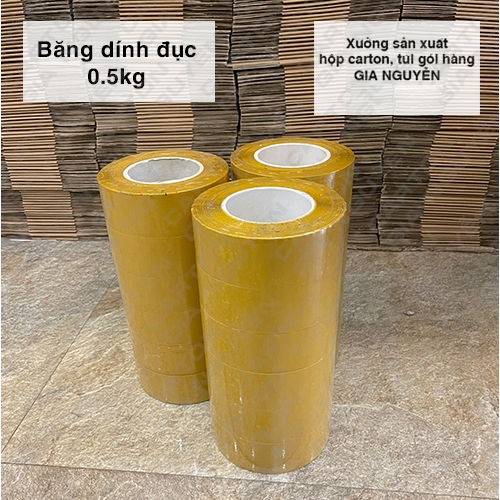 Băng dính màu nâu đục 0,5kg dùng gói hàng COD lõi siêu mỏng - 1 cuộn