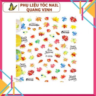 Miếng dán móng tay 3d hình lá vàng sticker