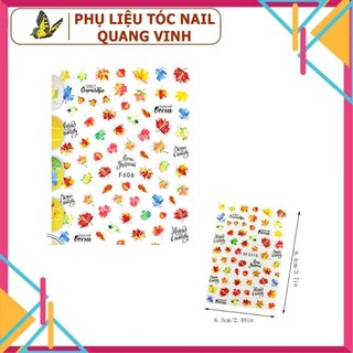 Miếng dán móng tay 3d hình lá vàng sticker