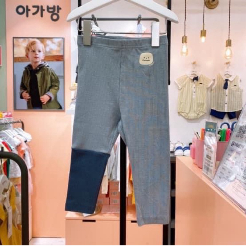 Quần Legging thun gân Agabang ống màu chất đẹp cho bé trai bé gái hàng săn sale Hàn Quốc