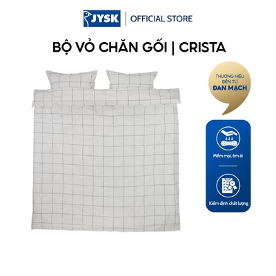 Bộ vỏ chăn gối đôi cotton | JYSK Crista | trắng/đen | nhiều kích thước