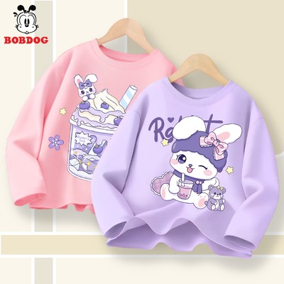 Áo thun dài tay bé gái BOBDOG in hình cute cổ tròn chất liệu cotton mềm nhẹ thoải mái cho bé