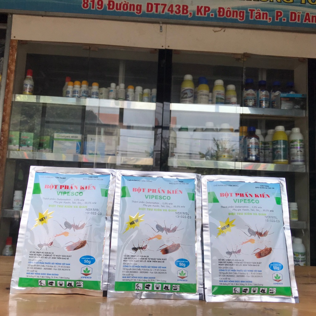 Phấn kiến bột - bột phấn kiến vipesco diệt côn trùng (Gói 50g)