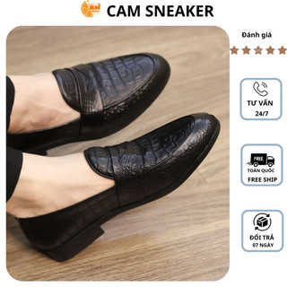 Giày Lười Nam Công Sở Phong Cách Hàn Quốc Giày Da Nam CAM SNEAKER Dập Vân Sành Điệu Đế Cao 3cm Mã X091 