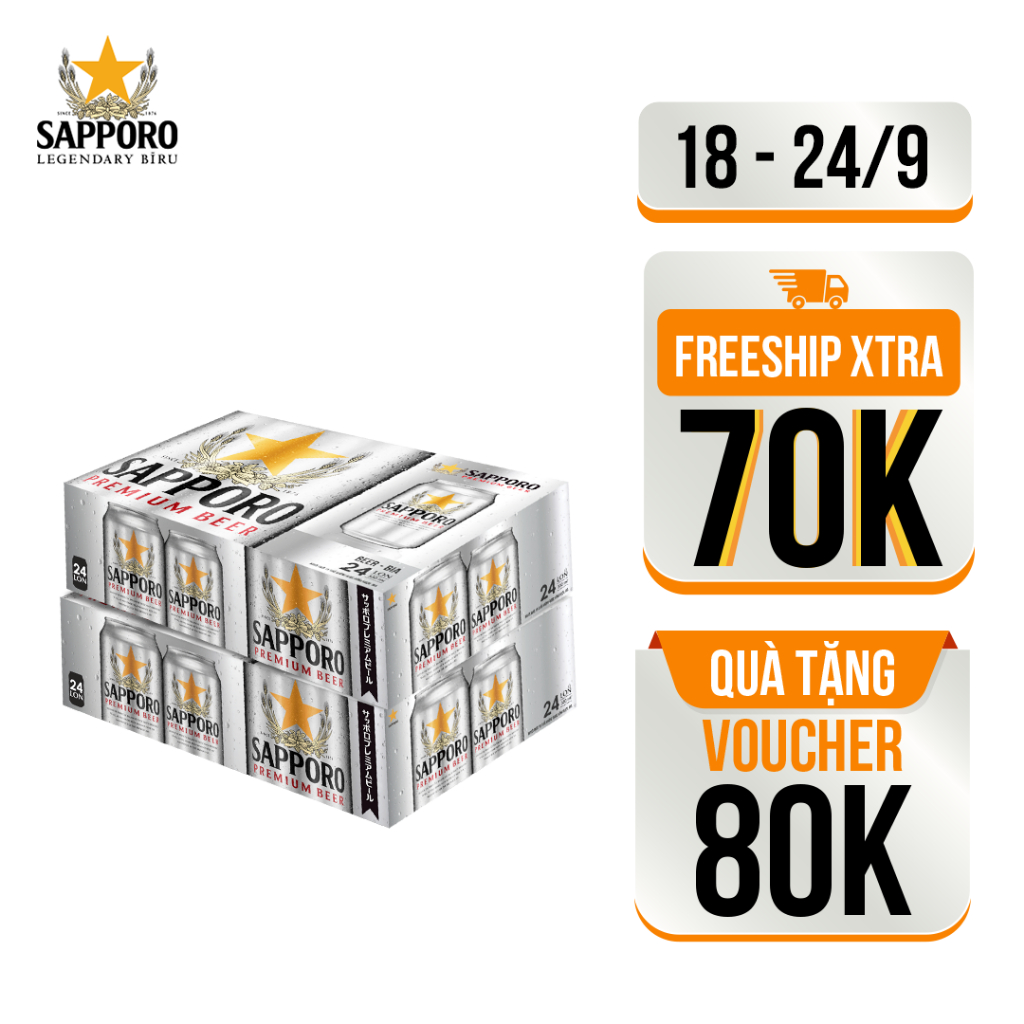 GIAO HỎA TỐC - Combo 02 thùng Sapporo Premium 330ml